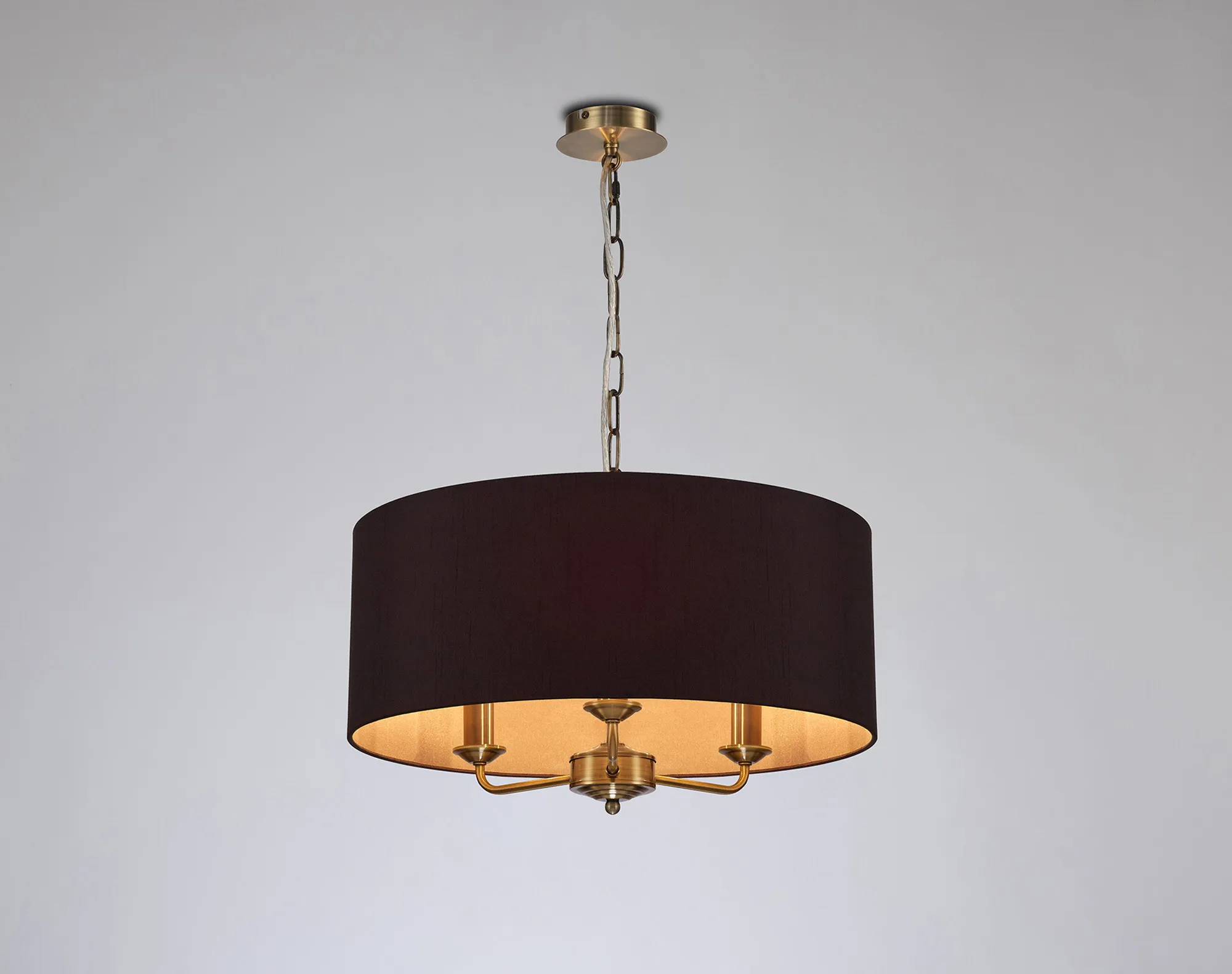 Banyan 50cm 3 Light Pendant Antique Brass, Midnight Black/Green Olive DK0046  Deco Banyan AB BL